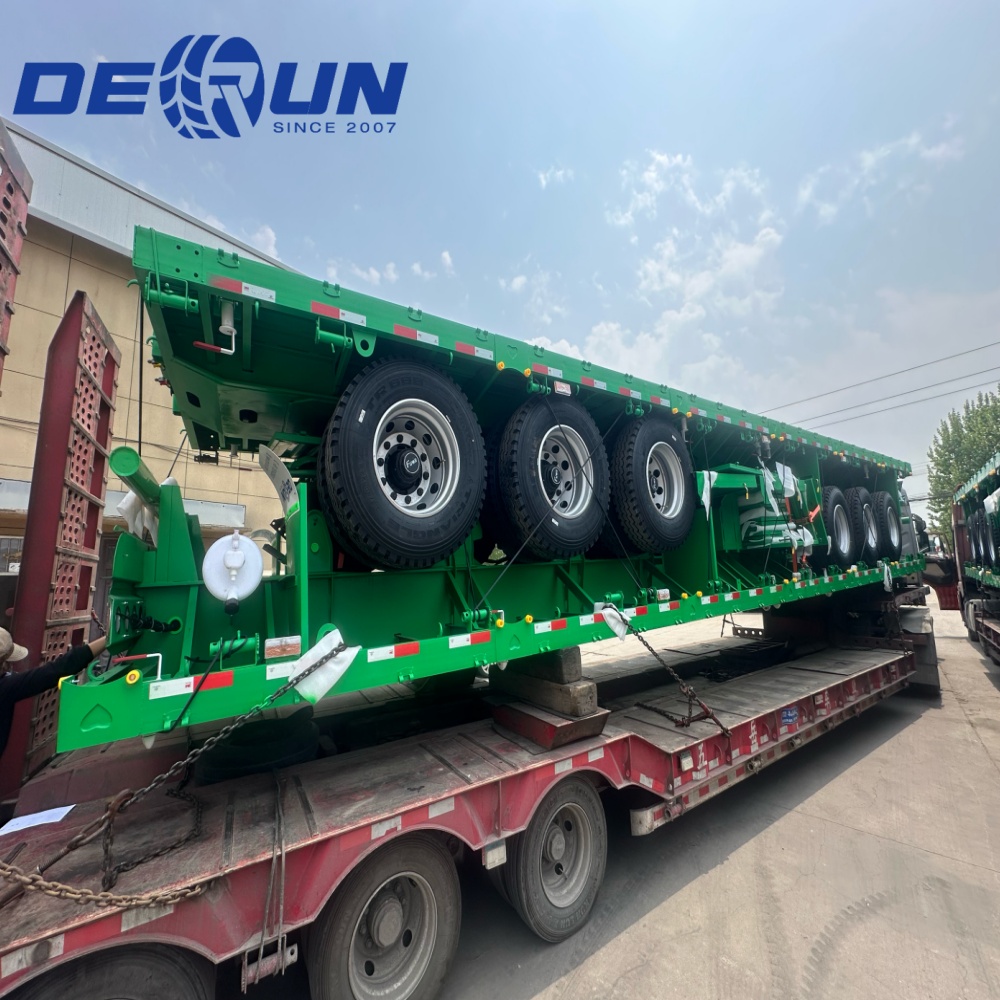 Derun 4 واحد Tri-Axle Cargo Dropside Semi Trailer به الجزایر ارسال شده است